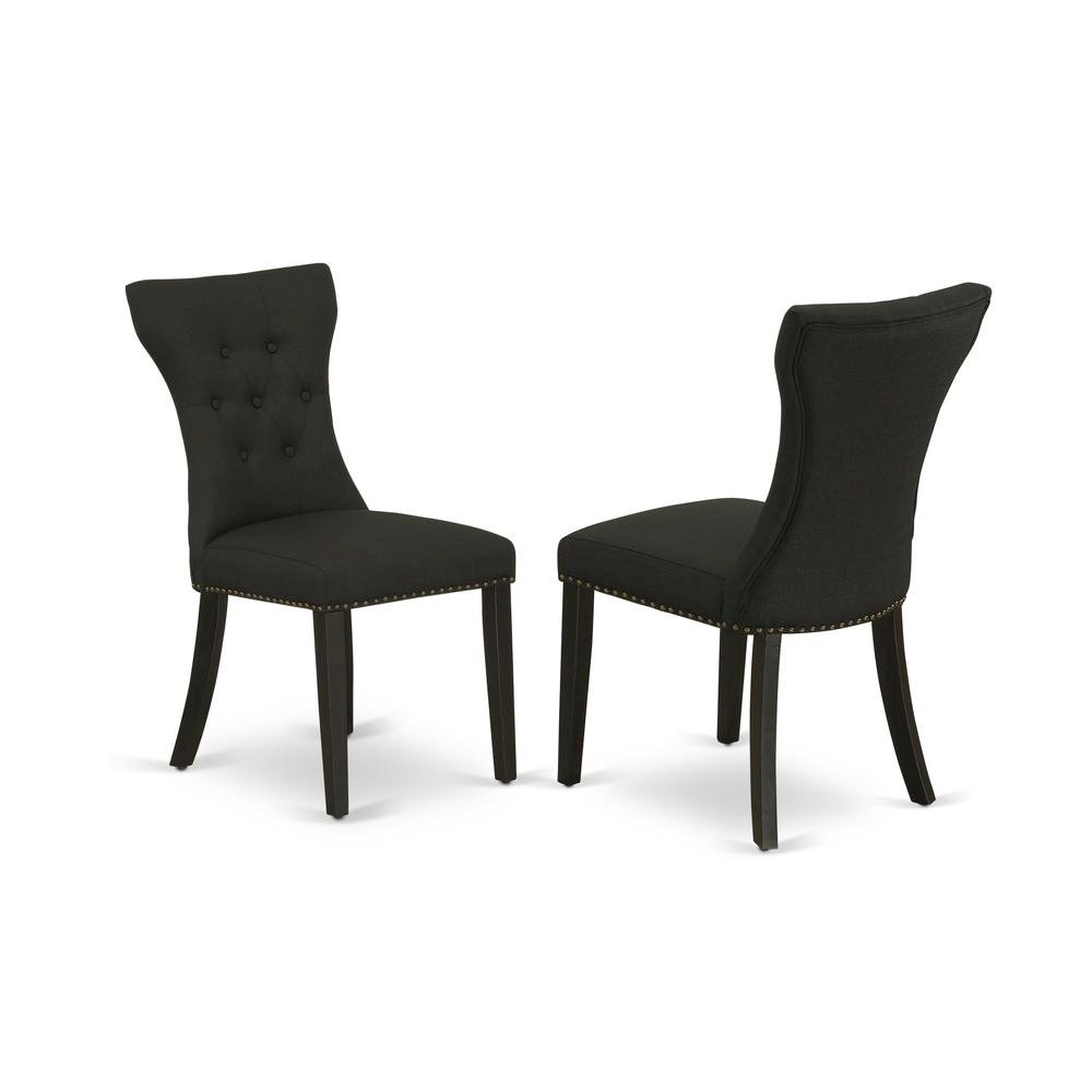 Wooden Parsons Dining Chair with Upholstered Seat for Dining Room, Black, Set of 2