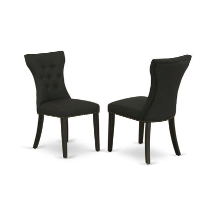 Wooden Parsons Dining Chair with Upholstered Seat for Dining Room, Black, Set of 2