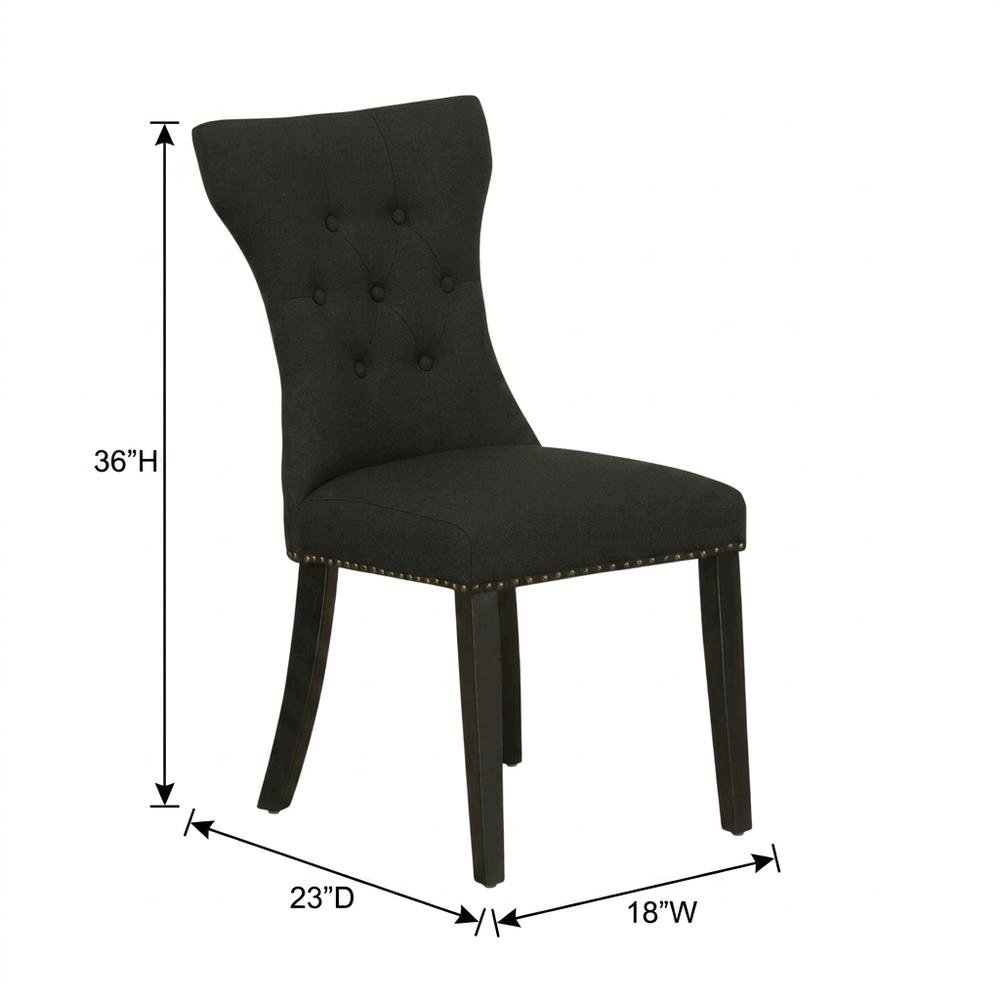Wooden Parsons Dining Chair with Upholstered Seat for Dining Room, Black, Set of 2
