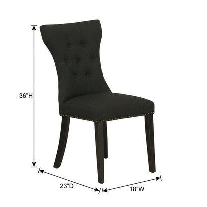 Wooden Parsons Dining Chair with Upholstered Seat for Dining Room, Black, Set of 2