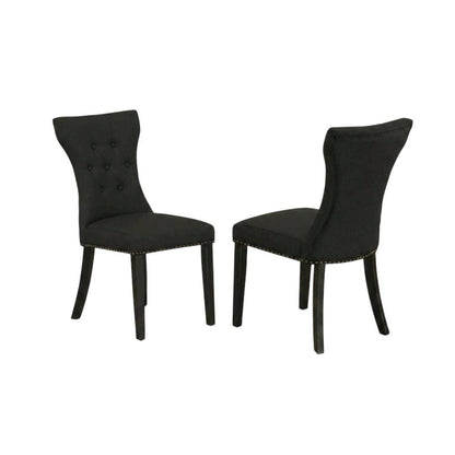 Wooden Parsons Dining Chair with Upholstered Seat for Dining Room, Black, Set of 2