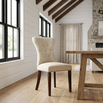Upholstered Parsons Dining Chair for Kitchen and Dining Rooms, Mahogany, Set of 2