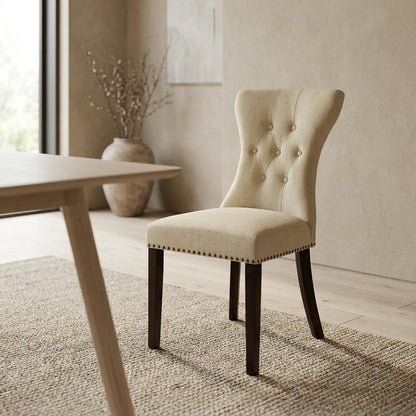 Upholstered Parsons Dining Chair for Kitchen and Dining Rooms, Mahogany, Set of 2