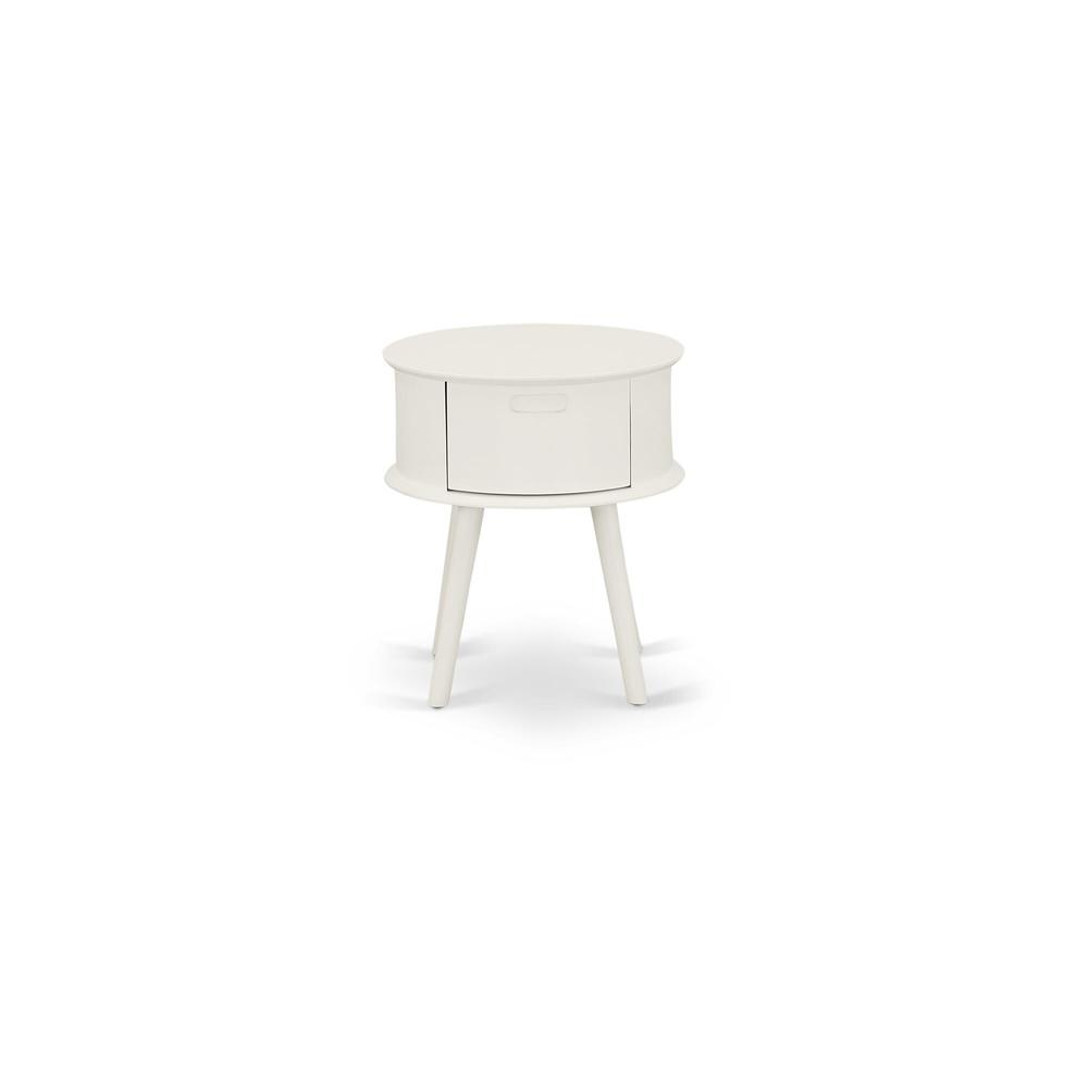 NL19F-1GO05 2 Piece Bedroom Set - 1 Full Size Bed White Velvet Fabric Headboard and 1 Night Stand - White Finish Nightstand