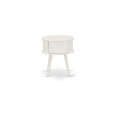 NL19F-1GO05 2 Piece Bedroom Set - 1 Full Size Bed White Velvet Fabric Headboard and 1 Night Stand - White Finish Nightstand