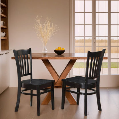 Set of 2 Wooden Dining Chairs with Black Finish for Kitchen or Dining