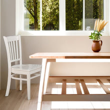 Set of 2 White Wooden Dining Chairs for Kitchen and Dining Room