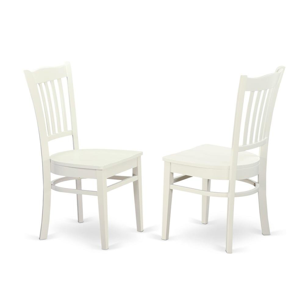 Set of 2 White Wooden Dining Chairs for Kitchen and Dining Room