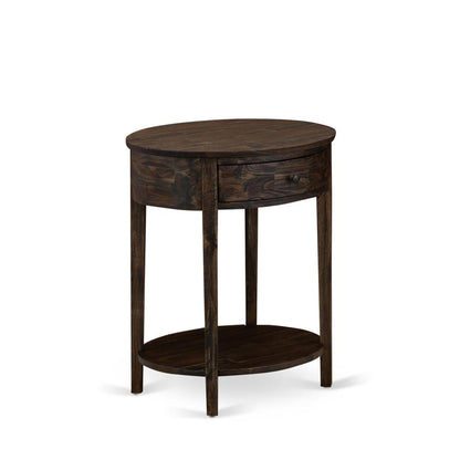 GB25F-1HI07 2-Piece Full Bed Set with Upholstered Bed and Distressed Jacobean Night Stand - Dark Brown Faux Leather and Black Legs