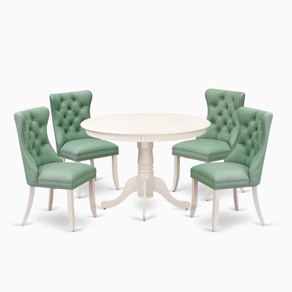 5 Piece Dining Table Set Contains a Round Kitchen Table with Pedestal