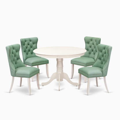 5 Piece Dining Table Set Contains a Round Kitchen Table with Pedestal