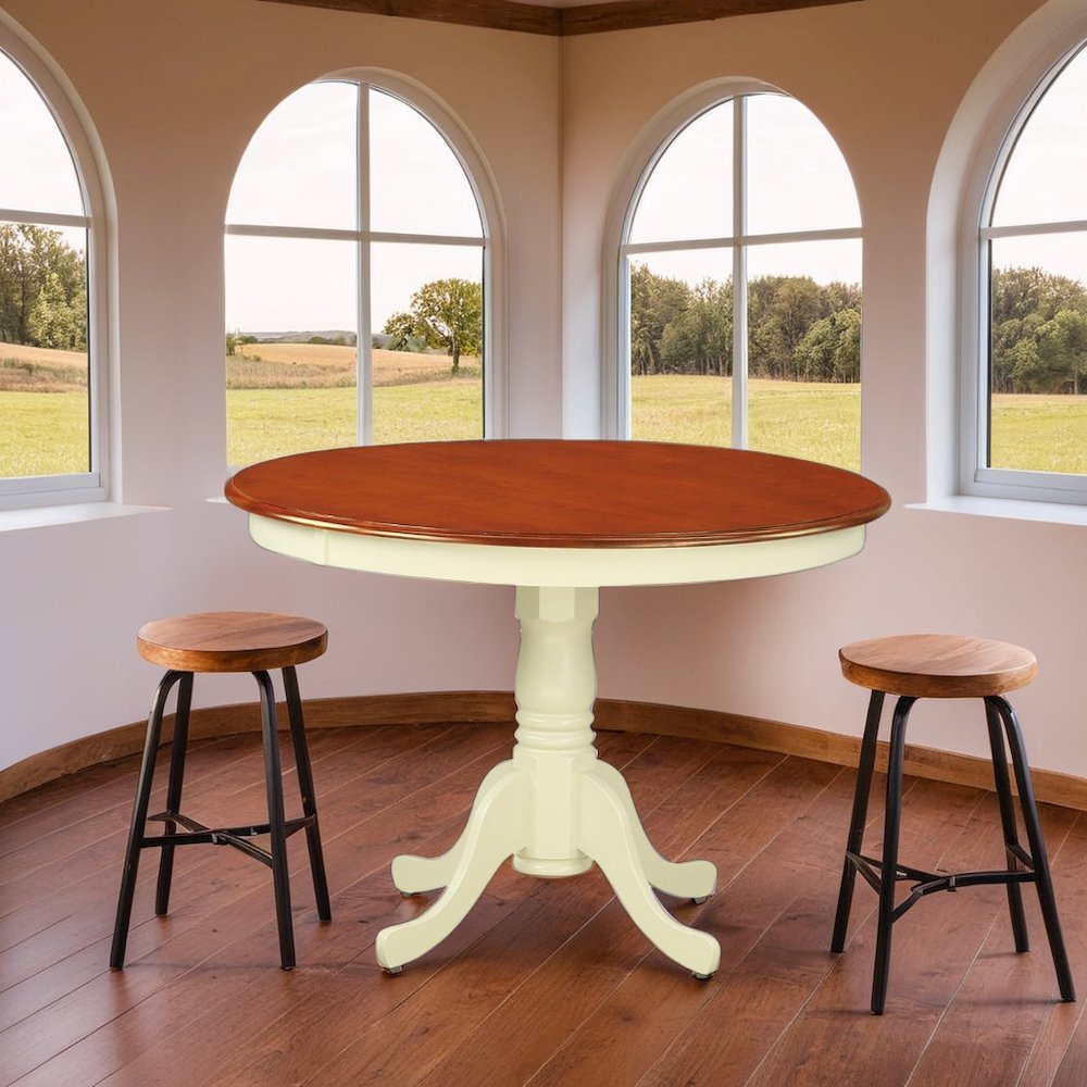 Small Round Kitchen Table for Dining Room with Classic Wooden Finish