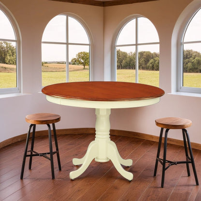 Small Round Kitchen Table for Dining Room with Classic Wooden Finish