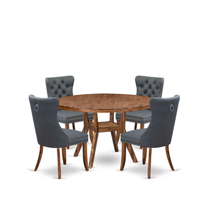 5-Piece Dining Room A Kitchen Table And 4 Platinum Gray Dining Chairs