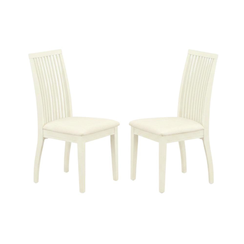 Linen-Upholstered Dining Chair with Solid Wood Legs for Dining Room, Set of 2