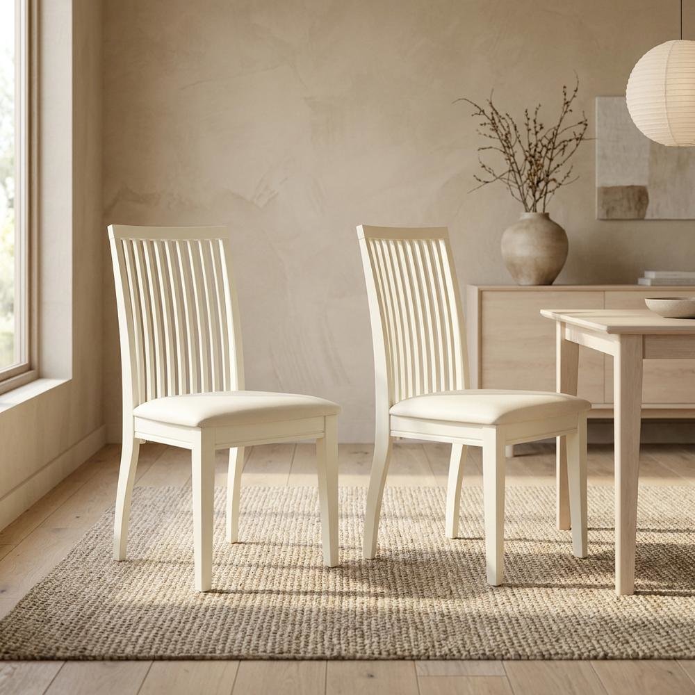 Linen-Upholstered Dining Chair with Solid Wood Legs for Dining Room, Set of 2