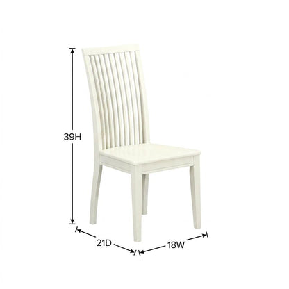 Linen Upholstered Dining Chair with Slat Back for Dining Room, Set of 2