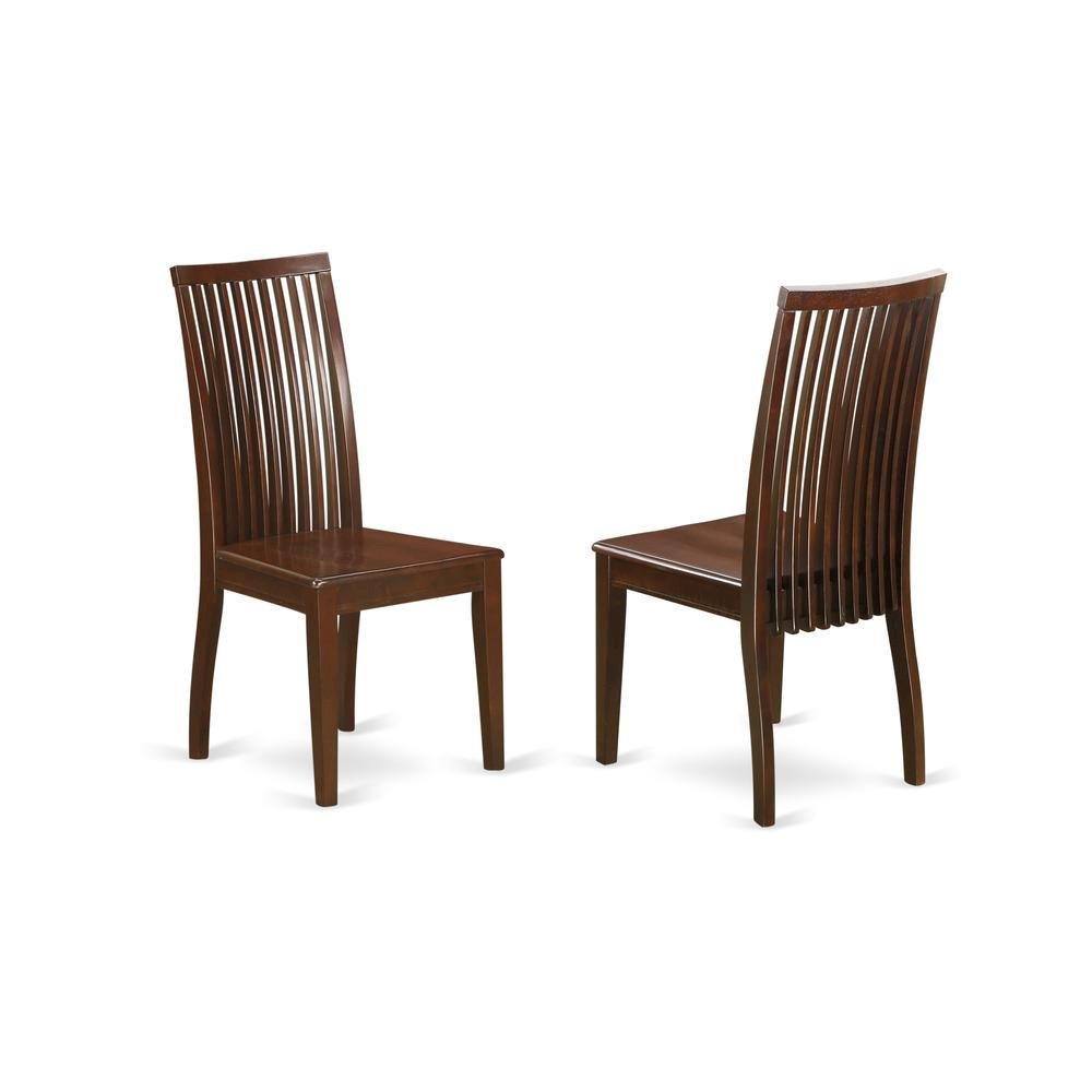 Mahogany Wood Dining Chair with High Back Slat Design for Kitchen Table, Set of 2