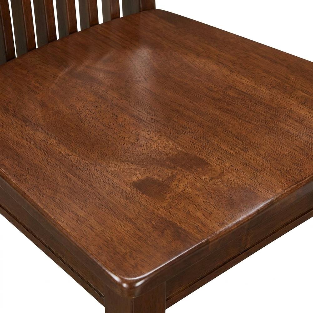 Mahogany Wood Dining Chair with High Back Slat Design for Kitchen Table, Set of 2