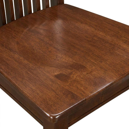 Mahogany Wood Dining Chair with High Back Slat Design for Kitchen Table, Set of 2