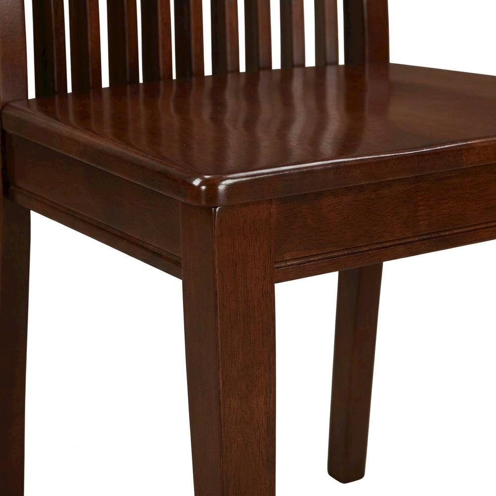 Mahogany Wood Dining Chair with High Back Slat Design for Kitchen Table, Set of 2