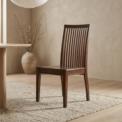 Mahogany Wood Dining Chair with High Back Slat Design for Kitchen Table, Set of 2