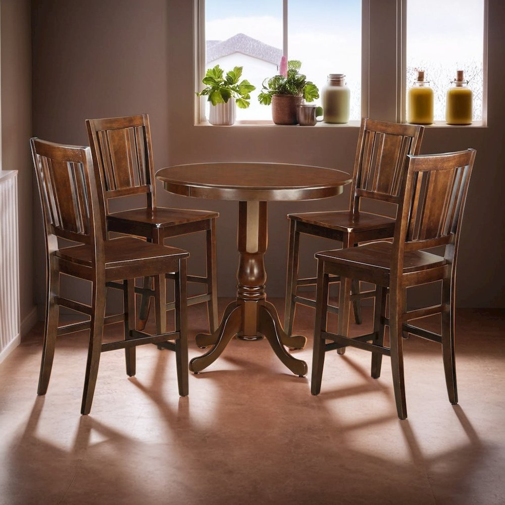 Stylish 5 Piece Counter Height Dining Table Set with 4 Chairs