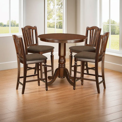 Solid Wood 5 Piece Counter Height Dining Set with Table and 4 Chairs