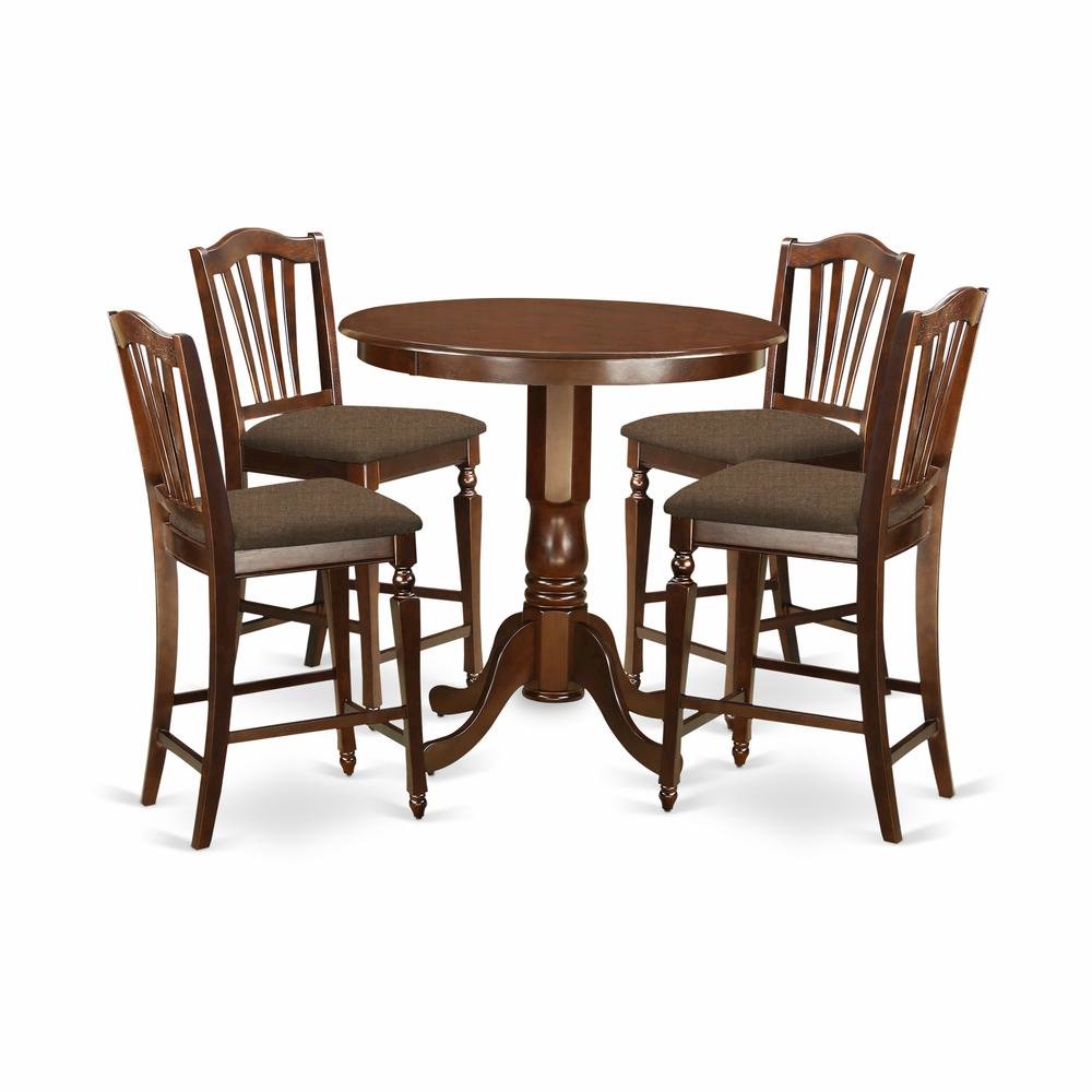 Solid Wood 5 Piece Counter Height Dining Set with Table and 4 Chairs