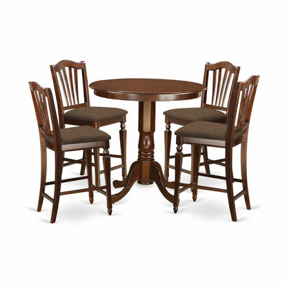 Solid Wood 5 Piece Counter Height Dining Set with Table and 4 Chairs