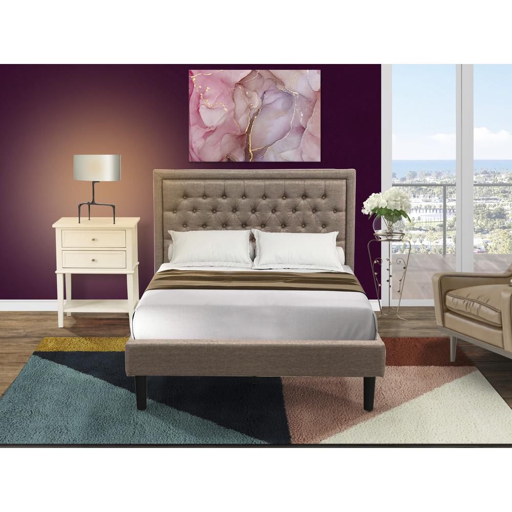 KD16F-1VL0C 2 Piece Wood Bedroom Set - Full Bed Dark Khaki Headboard with 1 Night Stand - Black Finish Legs