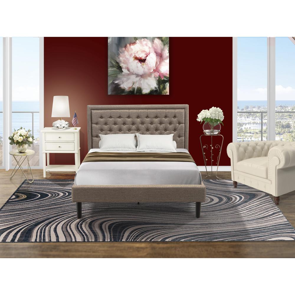KD16Q-1VL0C 2 Pc Queen Bedroom Set - Queen Bed Dark Khaki Headboard with 1 Night Stand - Black Finish Legs