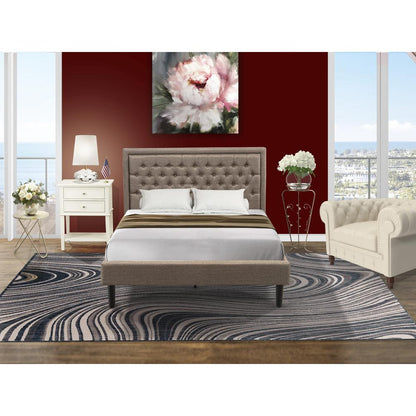 KD16Q-1VL0C 2 Pc Queen Bedroom Set - Queen Bed Dark Khaki Headboard with 1 Night Stand - Black Finish Legs