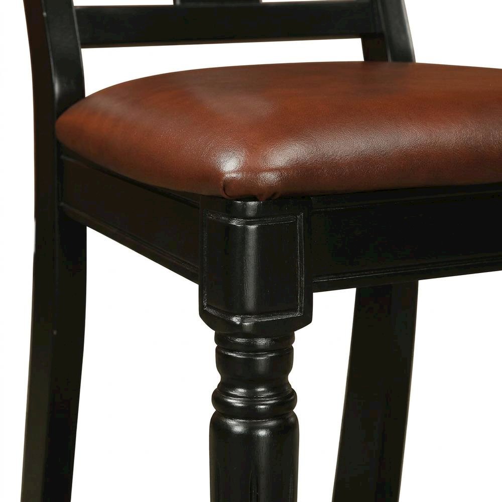 Solid Wood Napoleon-Style Faux Leather Upholstered Dining Chair, Set of 2