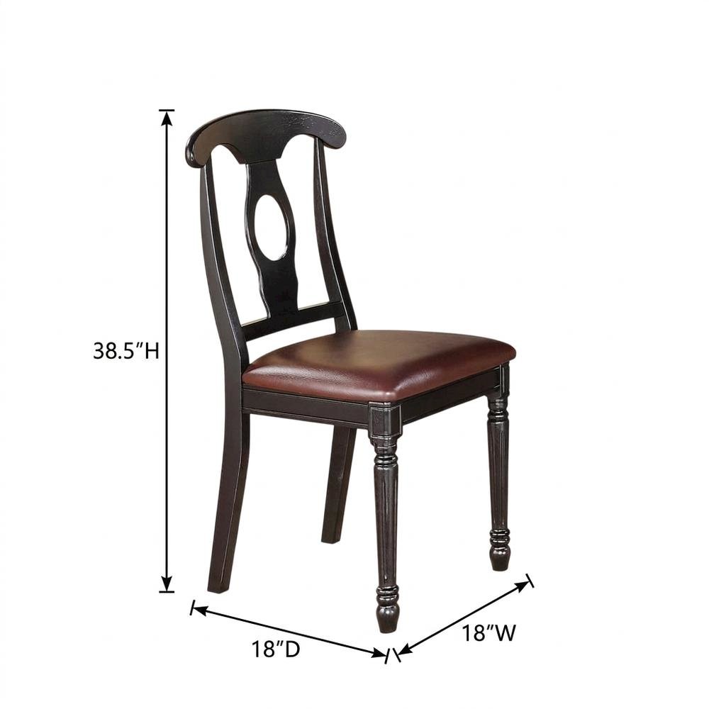 Solid Wood Napoleon-Style Faux Leather Upholstered Dining Chair, Set of 2