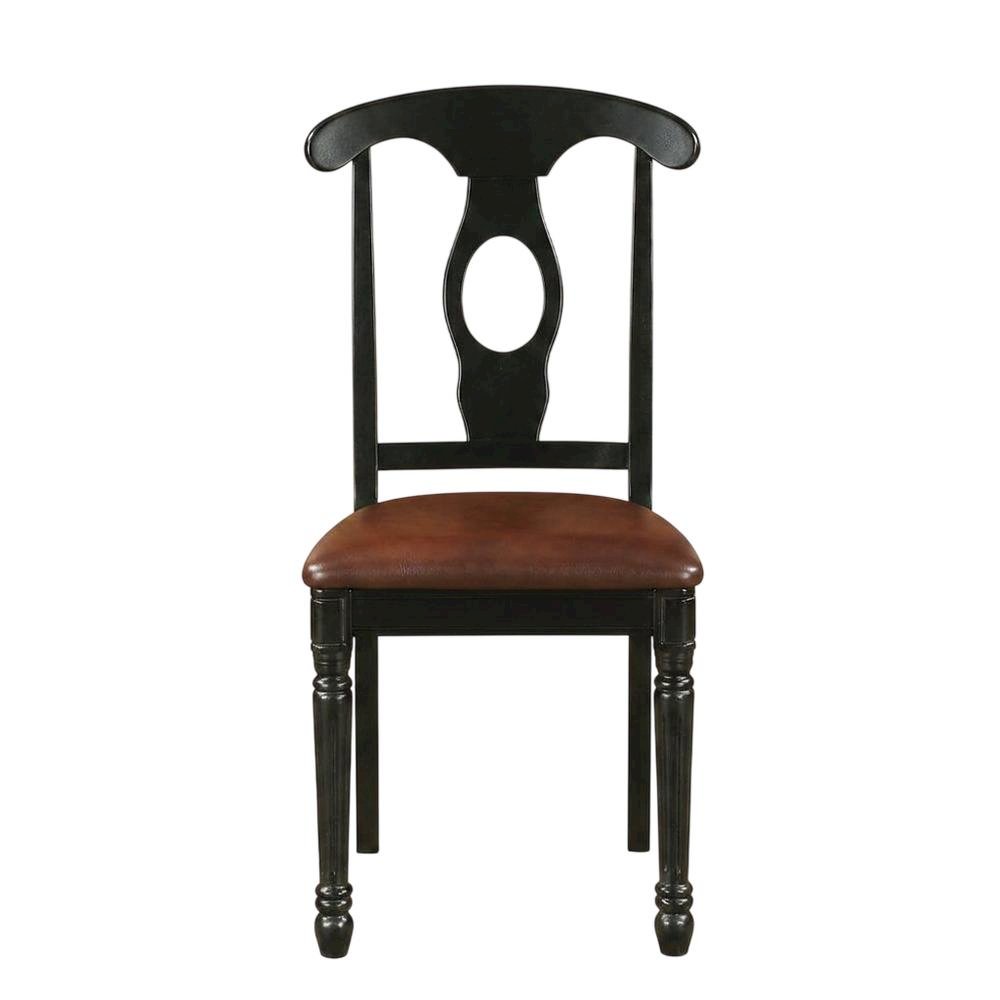 Solid Wood Napoleon-Style Faux Leather Upholstered Dining Chair, Set of 2