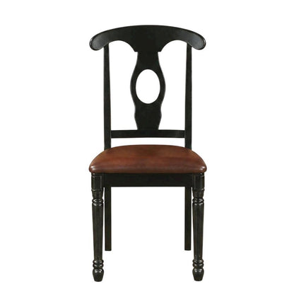 Solid Wood Napoleon-Style Faux Leather Upholstered Dining Chair, Set of 2