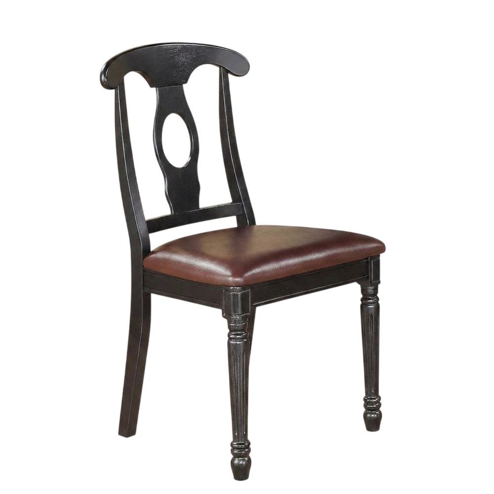 Solid Wood Napoleon-Style Faux Leather Upholstered Dining Chair, Set of 2