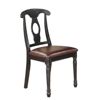 Solid Wood Napoleon-Style Faux Leather Upholstered Dining Chair, Set of 2