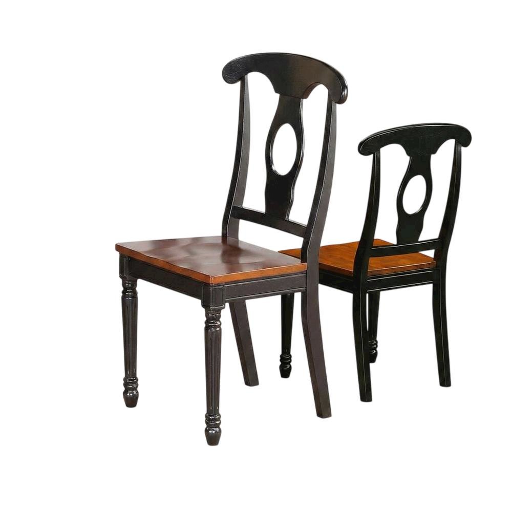 Solid Wood Dining Chairs with Napoleon Back, Set of 2