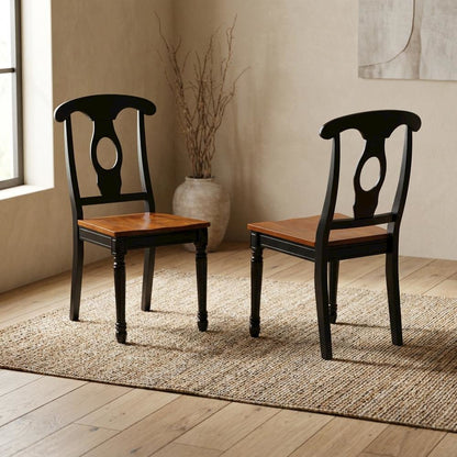 Solid Wood Dining Chairs with Napoleon Back, Set of 2