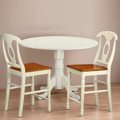 Elegant Wooden Counter Height Chairs with Backrest – Set of Two