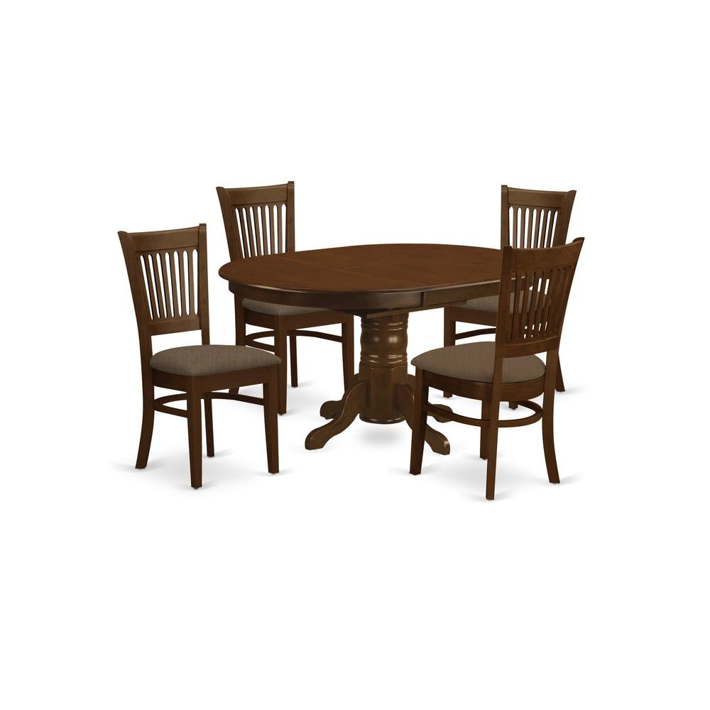 Elegant Dining Room Table Set for 4 with Fabric Chairs and Extendable Leaf