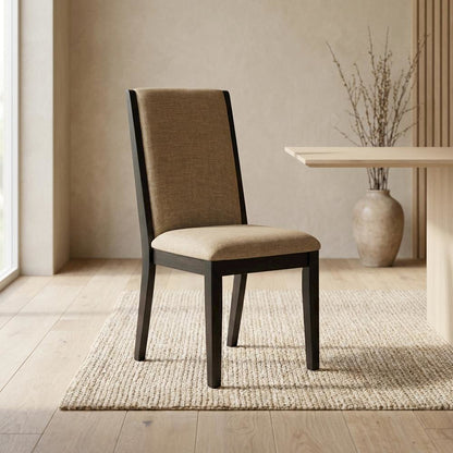 Upholstered Parson Dining Chair with High Back for Dining Room, Light Sable, Set of 2
