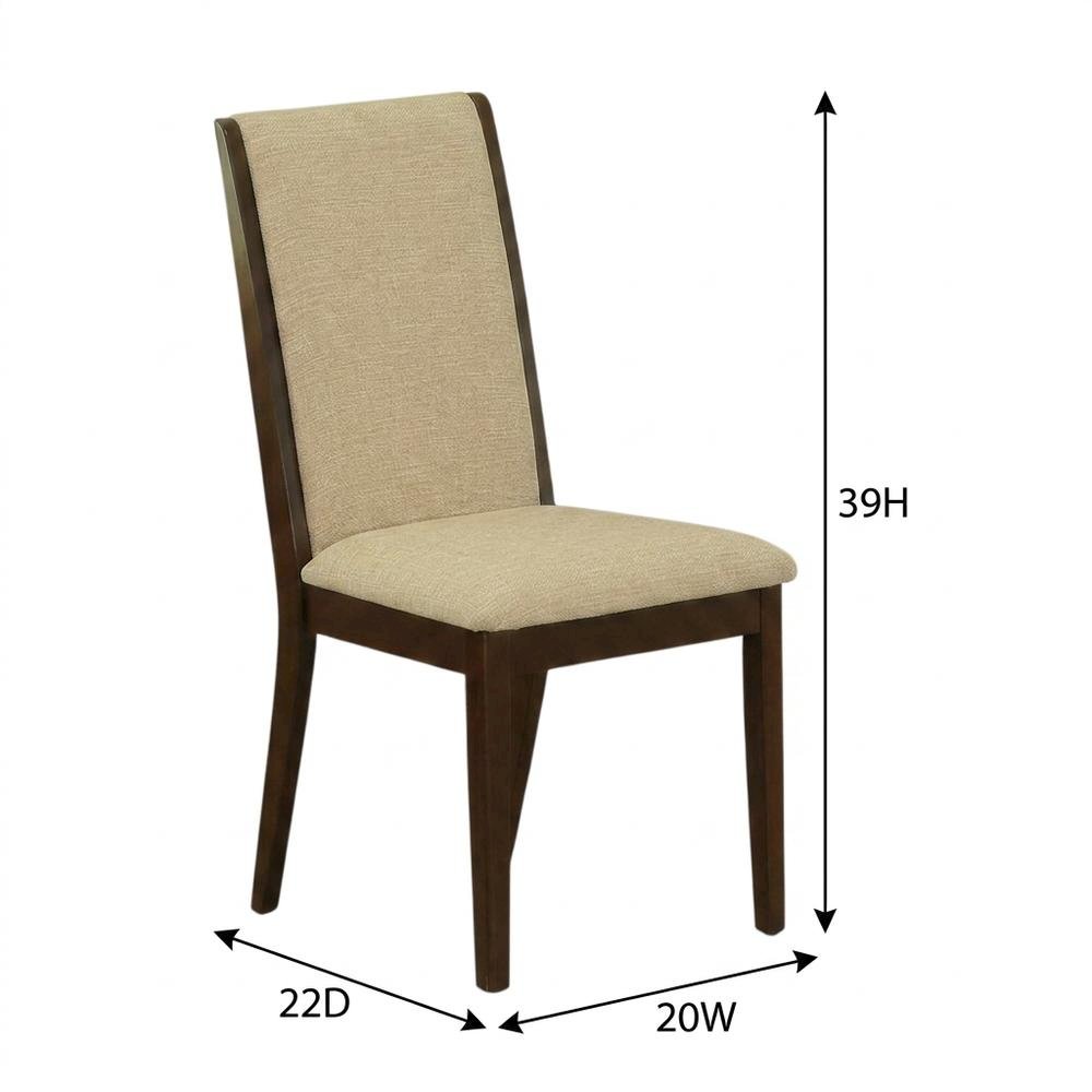 Upholstered Parsons Dining Chair with High Back, Light Tan, Set of 2
