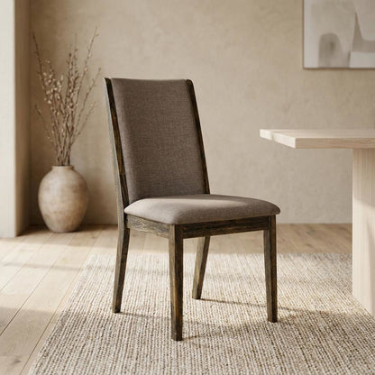 Fabric-Upholstered Parsons Dining Chair with High Back, Dark Khaki, Set of 2