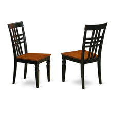 Traditional Solid Wood Dining Chair with Wood Seat, Black & Cherry, Set of 2