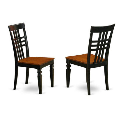 Traditional Solid Wood Dining Chair with Wood Seat, Black & Cherry, Set of 2