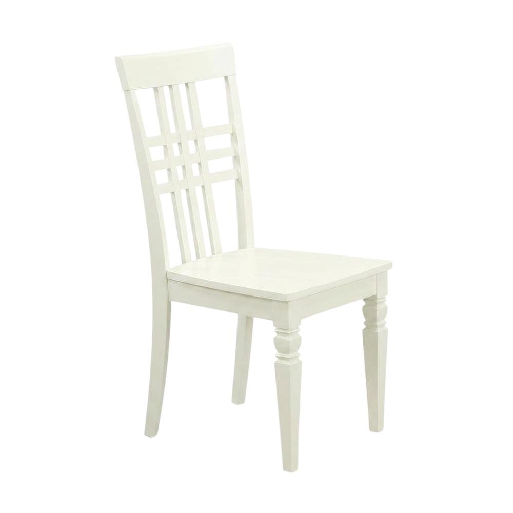 Solid Wood Dining Chairs, Linen White, Set of 2