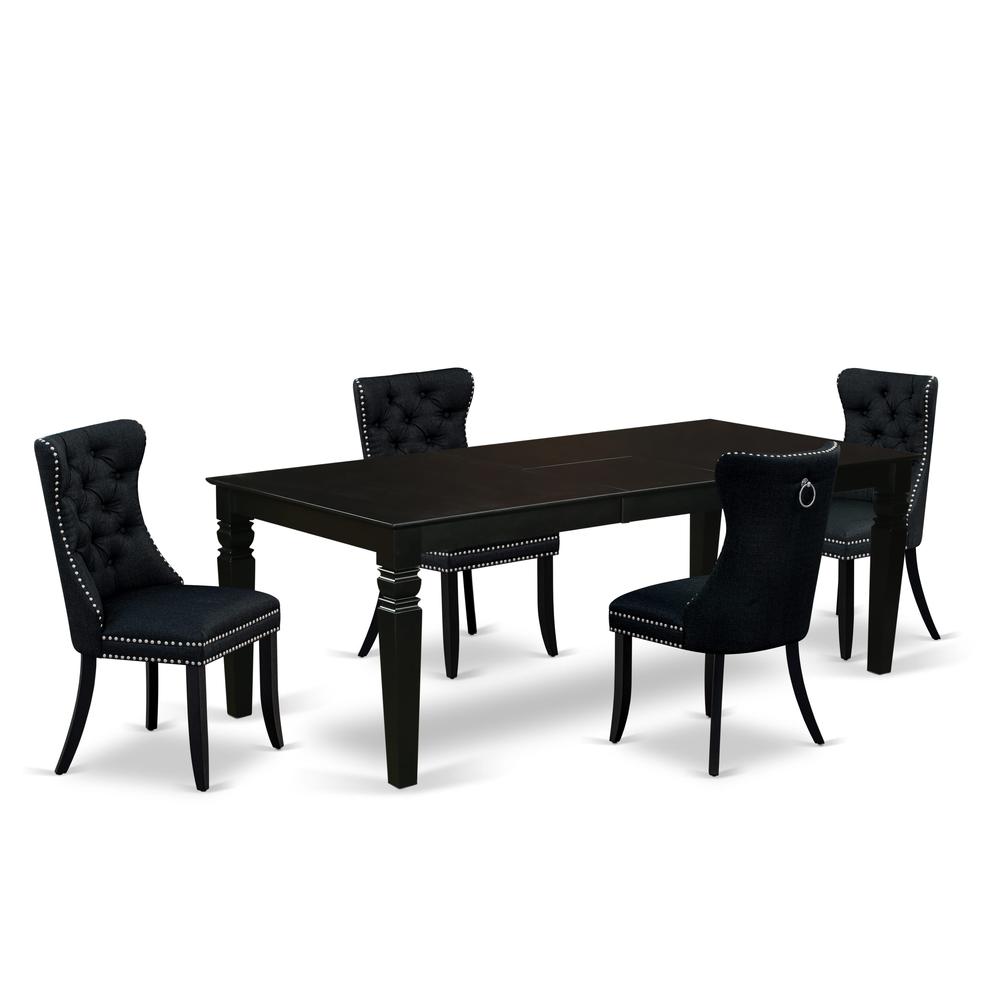 5 Piece Kitchen Table Set Contains a Rectangle Dining Table with Butterfly Leaf